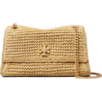 Tory Burch Mini Kira Turnlock Straw Convertible Shoulder Bag in Natural at Nordstrom