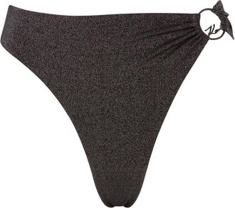 Karl Lagerfeld ruched-detailing bikini bottoms - women - Nylon/Metallic Fibre/Elastane - S - Black