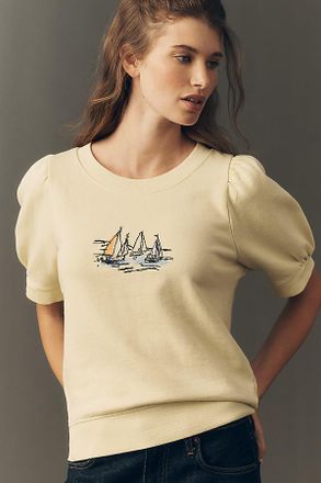 Maeve Puff-Sleeve Sweatshirt Tee