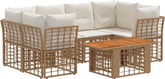 vidaXL Conjunto De Sof&aacute;s De Jard&iacute;n 7 Uds. Natural Y Crema Vidaxl