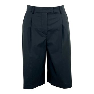 Patrizia Pepe Bermuda Shorts met Plooi - Dames - Korte Broeken - Zwart - M - Katoen - Korte Broeken