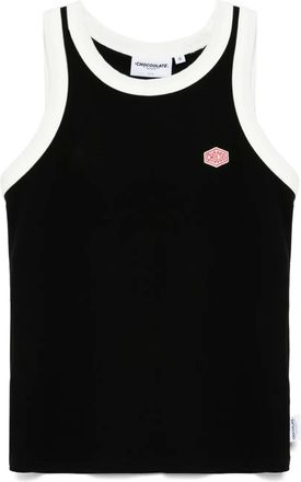 Chocoolate ribbed tank top - women - Cotton/Spandex/Elastane - M - Black