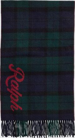 Polo Ralph Lauren Tartan Wool Scarf with Contrasting Logo and Fringes