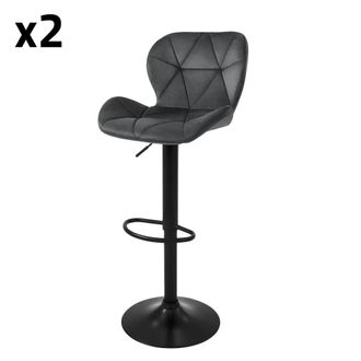 ML Design Lote de 2 taburetes de bar de terciopelo, grises