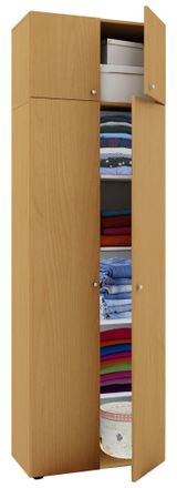 VCM Armario De Madera Armario Con 6 Compartimentos Y Puertas Giratorias Ampliable Dimensiones Aprox. 70 X Al. 218 X P. 40 Cm - Vandol (haya) - Vcm