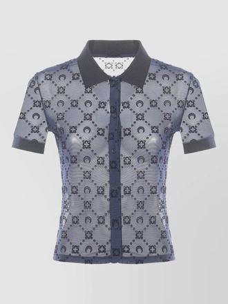 Marine Serre mesh shirt collared neck floral pattern sheer