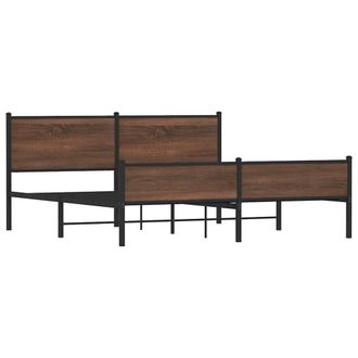 Berkfield Home Metal Bed Frame without Mattress Brown Oak 160x200 cm