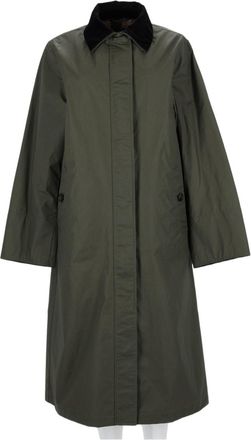 Woolrich Green Straight-Cut Long Wool-Blend Jacket