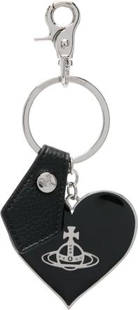 Vivienne Westwood Mirror Heart Orb Sleutelhanger - Dames - Sleutelhangers & Tashangers - Zwart - ONE Size - Leer - Accessoires