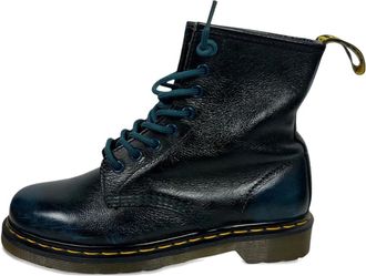 Dr. Martens leather lace-up biker boots - men - Leather/Rubber/Leather - 9.5 - Blue