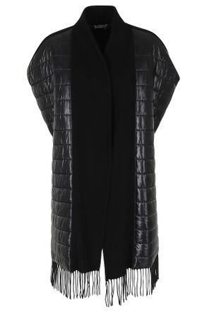 Herno Black Sleeveless Fringe Hem Wool-Blend Vest