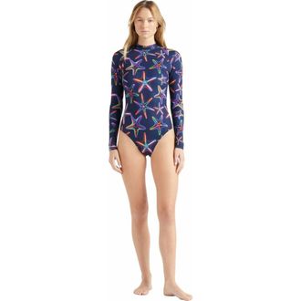 Vilebrequin Womens Disco Stars UV Protection One-Piece Rashguard in Bleu Marine at Nordstrom, Size X-Small