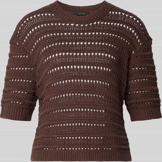 OPUS Regular Fit Sweatshirt mit Lochmuster Modell Mina in Dunkelbraun, Gr&ouml;&szlig;e L