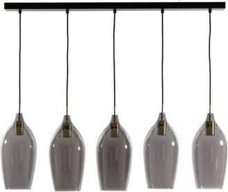 Light & Living L&aacute;mpara colgante - Lukaro - negro - vidrio - - Light&living