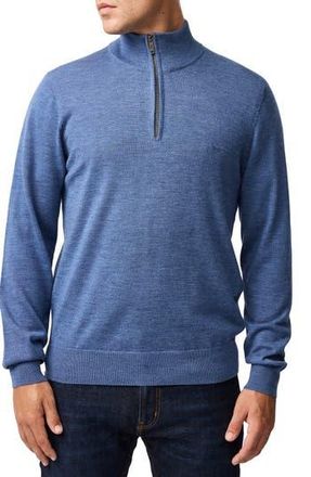 Rodd & Gunn Nobles Funnel Neck Merino Wool Half Zip Sweater in Ocean at Nordstrom Rack, Size X-Large