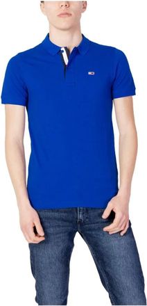 Tommy Jeans Tops, Heren, Blauw, S, Katoen, Blauw Effen Polo Shirt Lente/Zomer