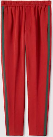 Gucci Stretch Nylon Sportswear Pants With Web, Size XXXL, Red, Ready-to-wear