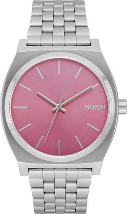 Nixon The Time Teller Bracelet Watch, 37mm in Silver /Pink at Nordstrom