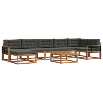 vidaXL Conjunto De Sof&aacute;s De Exterior 8 Pcs Natural Y Antracita Vidaxl