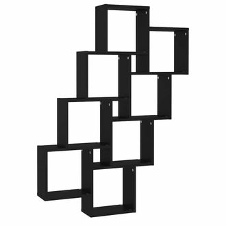 vidaXL Vidaxl - Estante Cubo De Pared Madera Contrachapada Negro 90x15x119 Cm