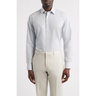 Nordstrom Trim Fit Check Non-Iron Cotton Dress Shirt in Blue Valemont Plaid at Nordstrom, Size 14.5 - 32