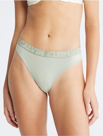 Calvin Klein Womens Ultimate Cotton Thong - Green - XS