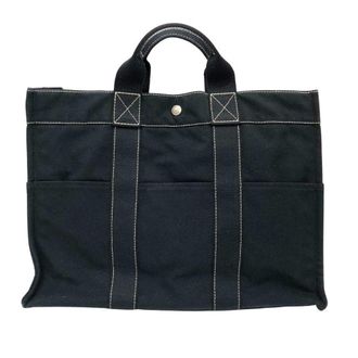 Herm&egrave;s Black Canvas Handbag Tote Bag (Pre-Owned)