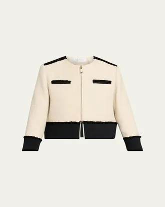 Max Mara Woven Fringe-Trim Crop Jacket
