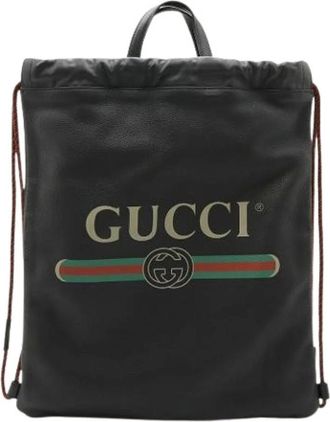 Gucci Pre-owned Vintage Rugzak - Dames - Vintage Rugzakken - Zwart - ONE Size - Leer - Vintage