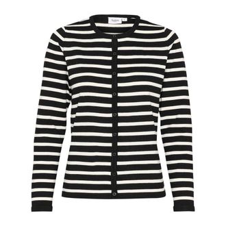 Saint Tropez Gestreepte Vest Zwart Mila Streep - Dames - Truien - Zwart - Maat: M