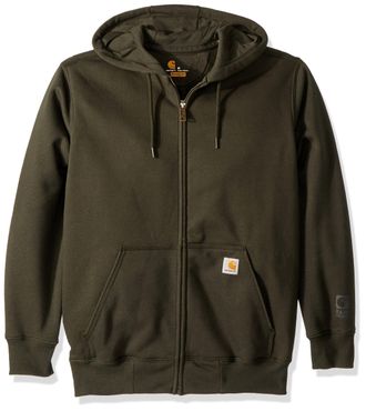 Carhartt Work in Progress Mens Rain Defender Paxton Heavyweight Hooded Zip Front Sweatshirt, Peat, Medium