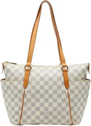 Louis Vuitton Damier Azur White Pvc Leather Tote Bag (Pre-Owned)