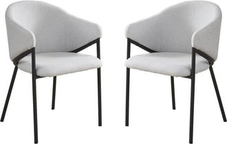 Habitat et Jardin Lote De 2 Sillas De Comedor De Tela Y Metal auralis - Gris Claro