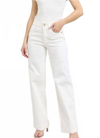 Judy Blue High Rise Double Button With Coin Pocket Embroidery Jeans In White