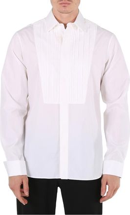 Roberto Cavalli Mens Optic White Cotton Tuxedo Shirt, Brand Size 41