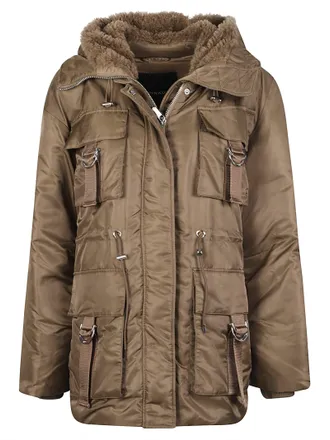 Pinko Passito Short Polyamide Plush Hooded Padded Jacket