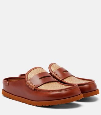 Birkenstock Naples leather-trimmed woven mules