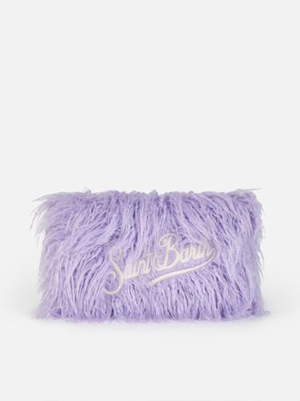MC2 Saint Barth Lilac Furry Mildred Pochette With Saint Barth Embroidery