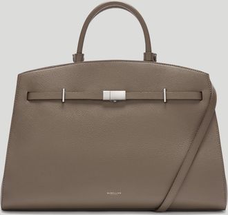 DeMellier The Hudson in Dark Taupe Small Grain Leather Tote & Work bag