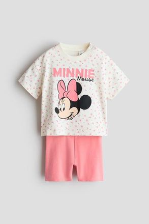 H&M 2-piece printed cotton set in Pink/minnie Mouse at Nordstrom, Size 18M