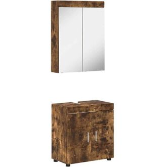 vidaXL Bathroom Furniture Set TULUM Smoked Oak Engineered Wood vidaXL