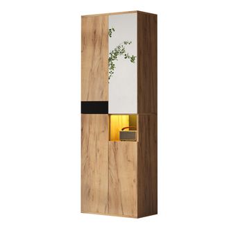 STILVORA Armario De Almacenaje Con 4 Puertas, 1 Hueco Abierto Y Espejo Para Entrada En Tablero De Part&iacute;culas 65 &times; 35 &times; 190 Cm