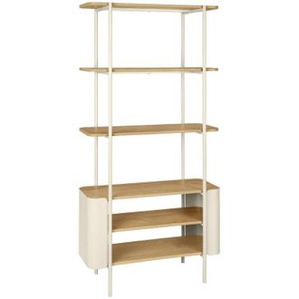Sweeek Bookshelf with curved metal and wood decor, 6 levels, beige 80x33.8x172 cm - Molto