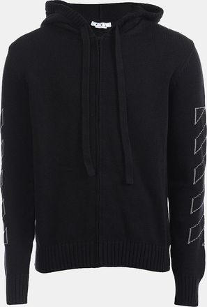 Off-white Mens Diagonal Outline Zip Hoodie - Grey/Black/Multi - Size: 42
