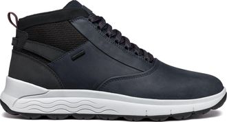 Geox Blue Spherica Padded Collar Textured Outsole Leather Boots