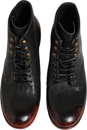 Dolce & Gabbana Mens Black Red Lace Up Short Ankle Boot Shoes And 100lf