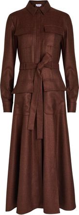 Gabriela Hearst Meyer Belted Wool-blend Midi Shirt Dress - Red - 42 (UK10 / S)