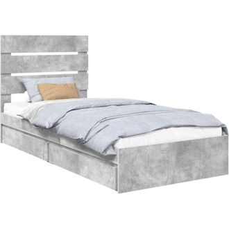 vidaXL Cama Con Almacenamiento Con Cabecera Gris Concreto 100 X 200 Cm Vidaxl