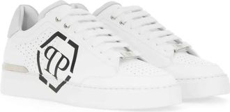 Philipp Plein Low-Top Sneaker - High-Quality Cow Leather Sneakers With Logo - Gr. 45 (EU) - in Weiß - für Damen