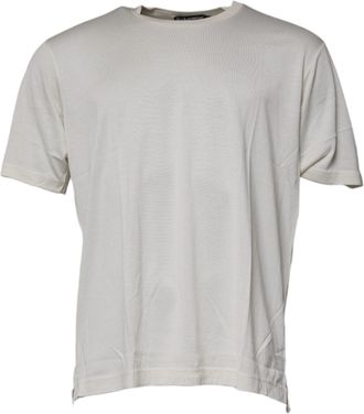 Dolce & Gabbana Mens Off White Crew Neck Short Sleeve T-Shirt Silk Cotton